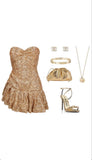 Classy A Line Sweetheart Sequin Gold Short Mini Formal 8th Grade Homecoming Dresses Middle School Hoco Court Dress 21st Birthday Dress Hoco Outfits HZ1121
