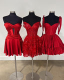 Classy A line Sweetheart Red Satin Short Mini Formal 8th Grade Homecoming Dresses Middle School Hoco Court Dress 16th Birthday Dress Hoco Outfits HZ1121