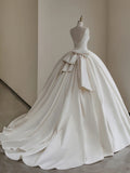 Romantic Wedding Gown Bridal Dress Ball Gown Square Neck Satin Wedding Dress Ivory Wedding Dresses Modest Wedding Gowns HZ1121