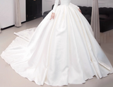 Princess Bridal Dress Ball Gown Off The Shoulder White Long Sleeves Wedding Dress Satin Wedding Dresses Modest Wedding Gowns HZ1121