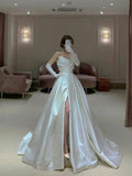 Simple Wedding Gown Bridal Dress Ball Gown Sweetheart Satin Wedding Dress White Wedding Dresses Modest Wedding Gowns HZ1121