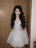 Classy A Line Spaghetti Straps Sequin White Short Mini Formal 8th Grade Homecoming Dresses Middle School Hoco Court Dress 21st Birthday Dress Hoco Outfits HZ1121