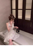 Classy A Line Halter White Lace Satin Short Mini Formal 8th Grade Homecoming Dresses Middle School Hoco Court Dress 16th Birthday Dress Hoco Outfits HZ1121