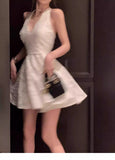 Classy A Line Halter White Lace Satin Short Mini Formal 8th Grade Homecoming Dresses Middle School Hoco Court Dress 16th Birthday Dress Hoco Outfits HZ1121