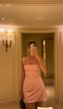 Classy A Line Square Pink Satin Short Mini Formal 8th Grade Homecoming Dresses Middle School Hoco Court Dress Graduation Dress Hoco Outfits HZ1121