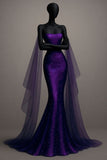 Sexy Mermaid Strapless Royal Blue Sequin Long Prom Dresses Party Dress 20th Birthday Outfits Graduation Dresses HZ1121