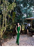 Sexy Sheath Spaghetti Straps Green Backless Satin Long Prom Dresses Party Dress 20th Birthday Outfits Graduation Dresses HZ1121