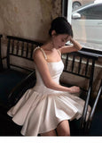 Cute A Line Spaghetti Straps White Short Mini Formal 8th Grade Homecoming Dresses Middle School Hoco Court Dress 21st Birthday Dress Hoco Outfits HZ1121