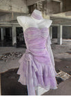 Classy A Line Spaghetti Straps Lilac Chiffon Short Mini Formal 8th Grade Homecoming Dresses Middle School Hoco Court Dress 16th Birthday Dress Hoco Outfits HZ1121