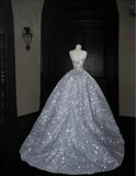 Sexy Mermaid Strapless Silver Gray Sequin Long Prom Dresses Party Dress 20th Birthday Outfits Graduation Dresses HZ1121
