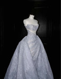 Sexy Mermaid Strapless Silver Gray Sequin Long Prom Dresses Party Dress 20th Birthday Outfits Graduation Dresses HZ1121