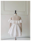 Cute A Line Spaghetti Straps White Grad Dress Inspo Short Mini Formal 8th Grade Homecoming Dresses High School Hoco Court Dress Graduation Dress Hoco Outfits HZ1121