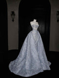 Sexy Mermaid Strapless Silver Gray Sequin Long Prom Dresses Party Dress 20th Birthday Outfits Graduation Dresses HZ1121