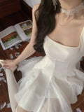 Cute A Line Square White Grad Dress Inspo Short Mini Formal 8th Grade Homecoming Dresses High School Hoco Court Dress Graduation Dress Hoco Outfits HZ1121