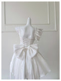 Cute A Line One Shoulder White Satin Short Mini Formal 8th Grade Homecoming Dresses High School Hoco Court Dress Graduation Dress Cocktail Outfits HZ1121