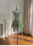 Cute A Line Spaghetti Straps Sage Green Chiffon Grad Dress Inspo Short Mini Formal 8th Grade Homecoming Dresses High School Hoco Court Dress Graduation Dress Hoco Outfits HZ1121