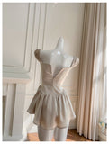 Simple A Line Square Champagne Chiffon Short Mini Formal 8th Grade Homecoming Dresses High School Hoco Court Dress Graduation Dress Cocktail Outfits HZ1121