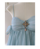 Simple A Line Spaghetti Straps Blue Open Backs Grad Dress Inspo Short Mini Formal 8th Grade Homecoming Dresses High School Hoco Court Dress Graduation Dress Hoco Outfits HZ1121