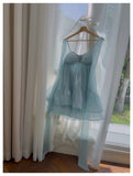 Simple A Line Spaghetti Straps Blue Open Backs Grad Dress Inspo Short Mini Formal 8th Grade Homecoming Dresses High School Hoco Court Dress Graduation Dress Hoco Outfits HZ1121