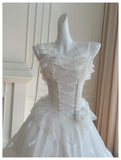 Pretty Ball Gown Spaghetti Straps Corset Back White Grad Dress Inspo Short Mini Formal 8th Grade Homecoming Dresses High School Hoco Court Dress Graduation Dress Hoco Outfits HZ1121