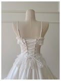 Pretty Ball Gown Spaghetti Straps Corset Back White Grad Dress Inspo Short Mini Formal 8th Grade Homecoming Dresses High School Hoco Court Dress Graduation Dress Hoco Outfits HZ1121