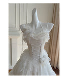 Pretty Ball Gown Spaghetti Straps Corset Back White Grad Dress Inspo Short Mini Formal 8th Grade Homecoming Dresses High School Hoco Court Dress Graduation Dress Cocktail Birthday Outfits HZ1121