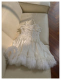 Pretty Ball Gown Spaghetti Straps Corset Back White Grad Dress Inspo Short Mini Formal 8th Grade Homecoming Dresses High School Hoco Court Dress Graduation Dress Cocktail Birthday Outfits HZ1121
