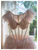 Pretty Ball Gown V Neck Pink Grad Dress Inspo Short Mini Formal 8th Grade Homecoming Dresses High School Hoco Court Dress Graduation Dress Cocktail Birthday Outfits HZ1121