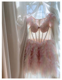 Pretty Ball Gown V Neck Pink Grad Dress Inspo Short Mini Formal 8th Grade Homecoming Dresses High School Hoco Court Dress Graduation Dress Cocktail Birthday Outfits HZ1121