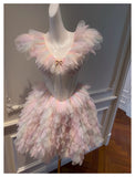 Cute Ball Gown V Neck Pink Grad Dress Inspo Short Mini Formal 8th Grade Homecoming Dresses High School Hoco Court Dress Graduation Dress Cocktail Birthday Outfits HZ1121