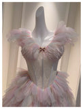 Cute Ball Gown V Neck Pink Grad Dress Inspo Short Mini Formal 8th Grade Homecoming Dresses High School Hoco Court Dress Graduation Dress Cocktail Birthday Outfits HZ1121