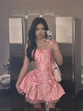 Classy A Line Spaghetti Straps Pink Satin Grad Dress Inspo Short Mini Formal 8th Grade Homecoming Dresses Middle School Hoco Court Dress Graduation Dress Cocktail Dress 16th Birthday Outfits HZ1121