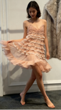 Pretty A Line Spaghetti Straps Blush Pink Lace Grad Dress Inspo Short Mini Formal 8th Grade Homecoming Dresses High School Hoco Court Dress Graduation Dress Cocktail Birthday Outfits HZ1121