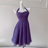 Modest A line Chiffon Halter Grape Grad Dress Inspo Short Mini Formal 8th Grade Homecoming Dresses High School Hoco Court Dress Graduation Dress Cocktail Gown Birthday Outfits HZ1121