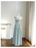 Simple A Line Sweetheart Blue Chiffon Long Prom Dresses Party Dress 20th Birthday Outfits Graduation Dresses HZ1121