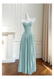 Simple A Line Sweetheart Blue Chiffon Long Prom Dresses Party Dress 20th Birthday Outfits Graduation Dresses HZ1121