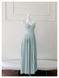 Simple A Line Sweetheart Blue Chiffon Long Prom Dresses Party Dress 20th Birthday Outfits Graduation Dresses HZ1121