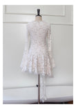Pretty A Line V Neck Lace White Grad Dress Inspo Short Mini Formal 8th Grade Homecoming Dresses High School Hoco Court Dress Graduation Dress Cocktail Birthday Outfits HZ1121