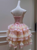 Modest Ball Gown Spaghetti Straps Sleeveless Lace Grad Dress Inspo Short Mini Formal 8th Grade Homecoming Dresses High School Hoco Court Dress Graduation Dress Cocktail Gown Birthday Outfits HZ1121