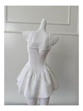 Pretty A Line Strapless Satin White Grad Dress Inspo Short Mini Formal 8th Grade Homecoming Dresses High School Hoco Court Dress Graduation Dress Cocktail Birthday Outfits HZ1121