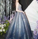 Sexy A line Spaghetti Straps Sequin Long Prom Dresses Party Dress 20th Birthday Outfits Graduation Dresses HZ1121