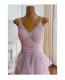 Cute A line Straps Tulle Pink Layers Short Mini Formal 8th Grade Homecoming Dresses Middle School Short Cocktail Dress Hoco Outfits HZ1121