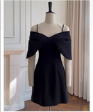 Cute A Line Spaghetti Straps Black Formal 8th Grade Homecoming Dresses Middle School Short Cocktail Gowns Graduation Dress Hoco Outfits HZ1121