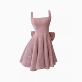 Modest A line Square Pink Short Mini Formal 8th Grade Homecoming Dresses Middle School Short Cocktail Dress Hoco Outfits HZ1121