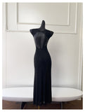 Sexy Mermaid Square Neck Black Sequin Long Prom Dresses Party Dress 20th Birthday Outfits Graduation Dresses HZ1121