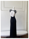 Sexy Mermaid Square Neck Black Sequin Long Prom Dresses Party Dress 20th Birthday Outfits Graduation Dresses HZ1121