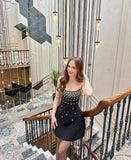 Cute Ball Gown Strapless Black Satin Formal 8th Grade Homecoming Dresses Middle School Short Cocktail Gowns Graduation Dress Hoco Outfits HZ1121