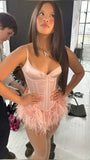 Cute Sheath Spaghetti Straps Pink Satin Formal 8th Grade Homecoming Dresses Middle School Short Cocktail Gowns Graduation Dress Hoco Outfits HZ1121