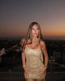 Sexy Sheath Strapless Gold Sequin Short Mini Formal 8th Grade Homecoming Dresses Middle School Short Birthday Gowns Graduation Dress Hoco Outfits HZ1121