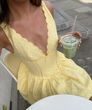 Simple A Line V Neck Yellow Lace Formal 8th Grade Homecoming Dresses Middle School Short Birthday Gowns Graduation Dress Hoco Outfits HZ1121